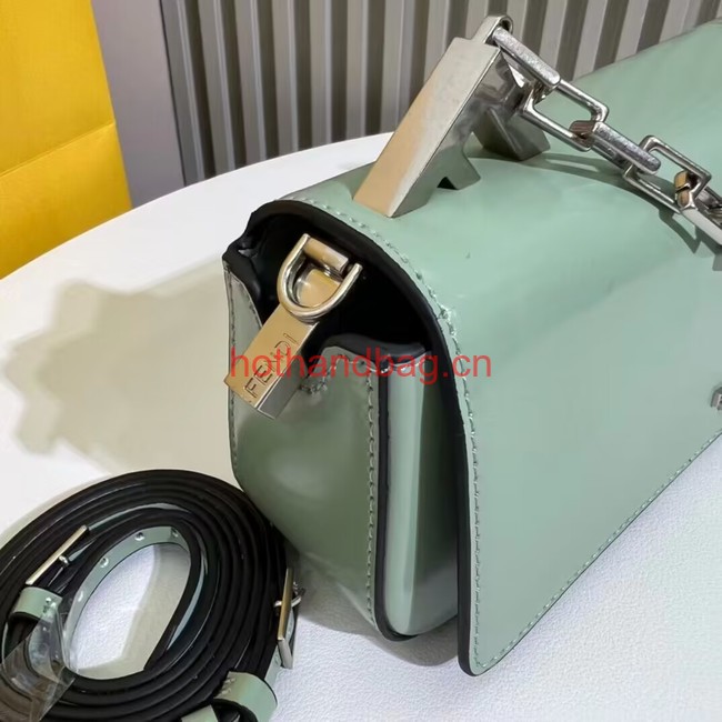 Fendi small smooth leather bag F1090 green Fendi small smooth leather bag F1090 green