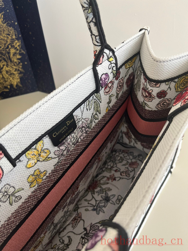 MEDIUM DIOR BOOK TOTE White Multicolor Florilegio Embroidery M1296ZEMF MEDIUM DIOR BOOK TOTE White Multicolor Florilegio Embroidery M1296ZEMF