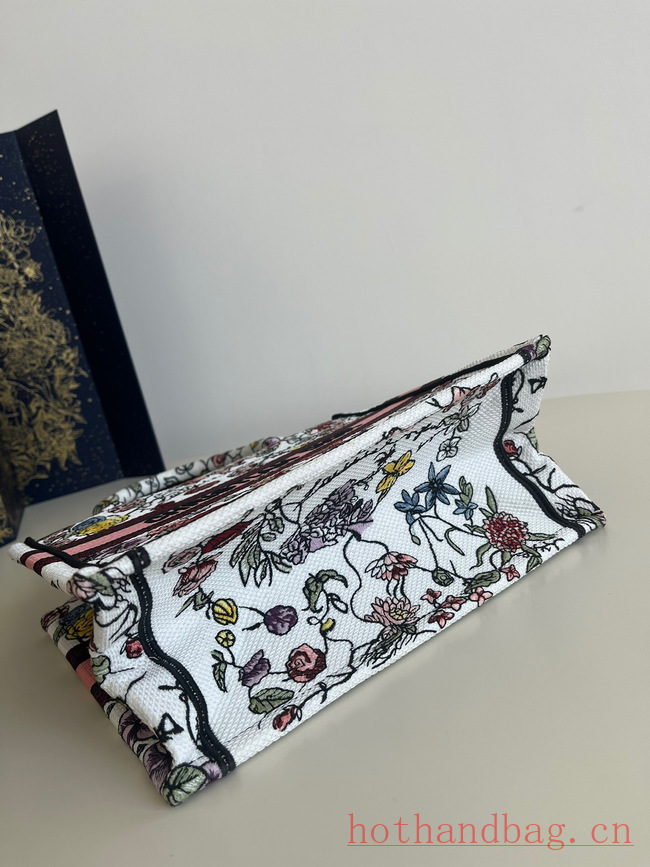 SMALL DIOR BOOK TOTE White Multicolor Florilegio Embroidery M1296ZRG SMALL DIOR BOOK TOTE White Multicolor Florilegio Embroidery M1296ZRG