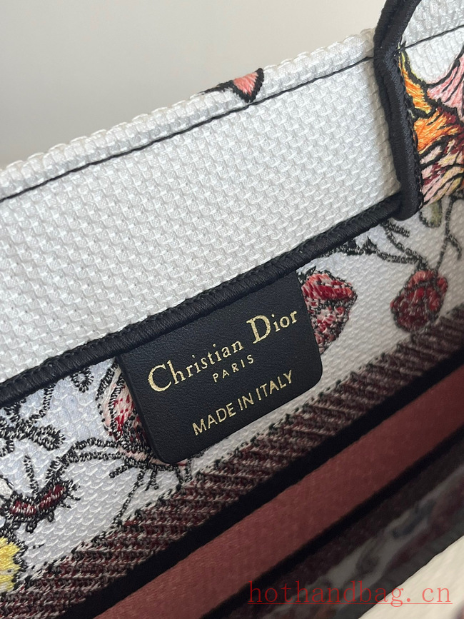 SMALL DIOR BOOK TOTE White Multicolor Florilegio Embroidery M1296ZRG SMALL DIOR BOOK TOTE White Multicolor Florilegio Embroidery M1296ZRG