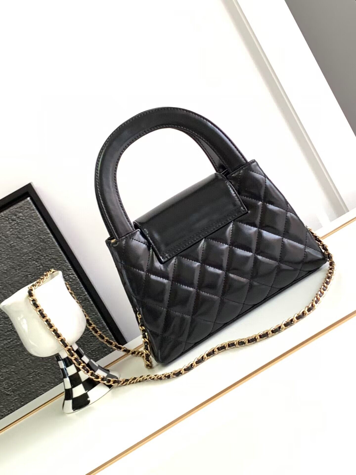 Chanel 23k Vintage Kelly Original Leather Top Handle Bag AS4416 Black Chanel 23k Vintage Kelly Original Leather Top Handle Bag AS4416 Black