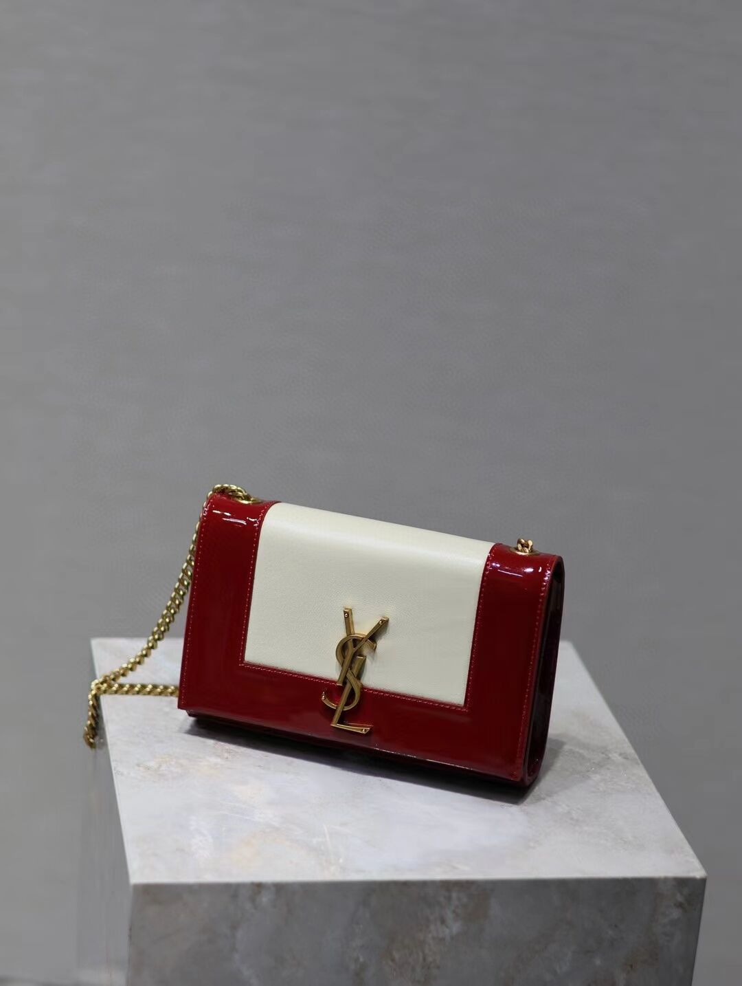 SAINT LAURENT KATE SMALL IN CANVAS AND LEATHER 742580 WHITE AND RED SAINT LAURENT KATE SMALL IN CANVAS AND LEATHER 742580 WHITE AND RED