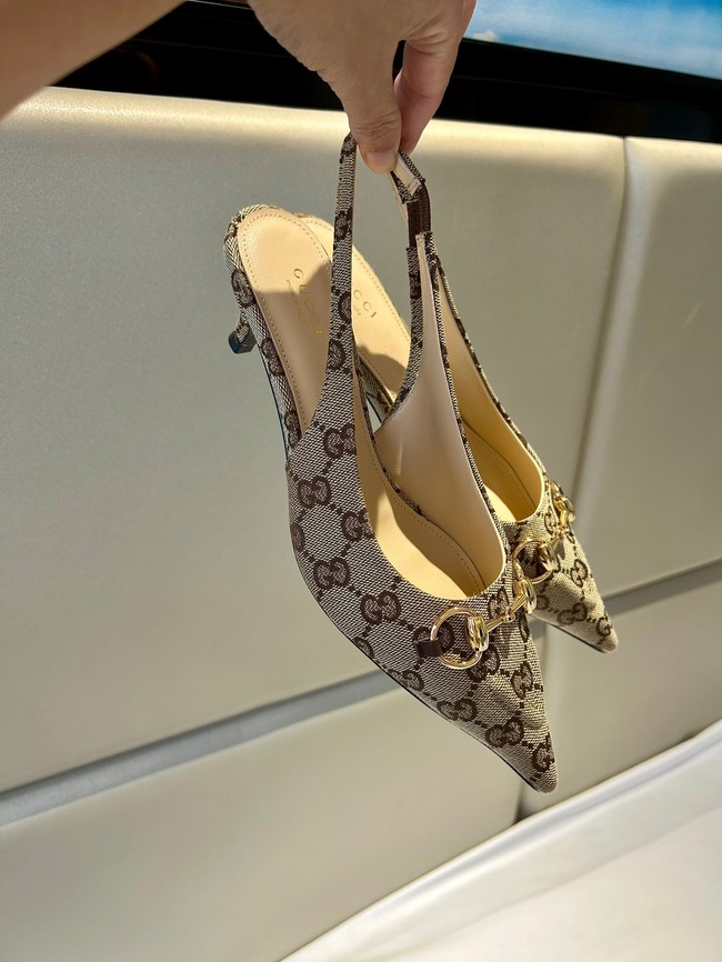 Gucci WOMENS GG CANVAS SLINGBACK PUMP 11221-7
