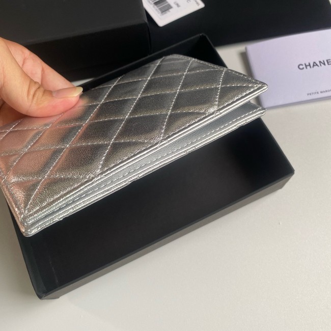 Chanel Leather Wallet B80385 Silver
