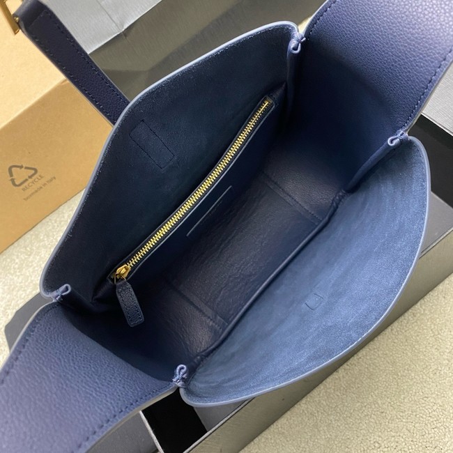 SAINT LAURENT LE 5 A 7 SUPPLE LARGE IN GRAINED LEATHER 753837 BLEU ABYSSE