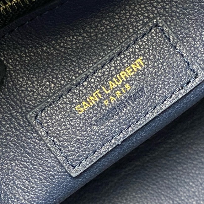 SAINT LAURENT LE 5 A 7 SUPPLE LARGE IN GRAINED LEATHER 753837 BLEU ABYSSE