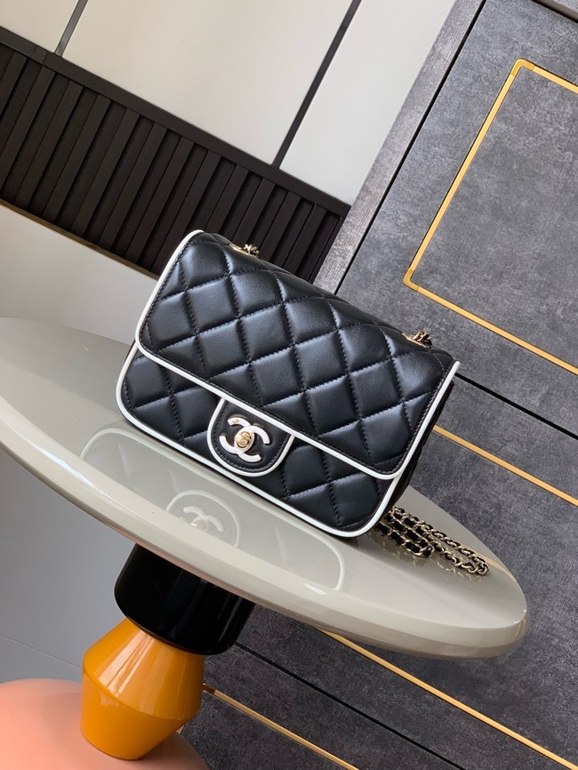 CHANEL MINI FLAP BAG Lambskin AS5151 Black & White