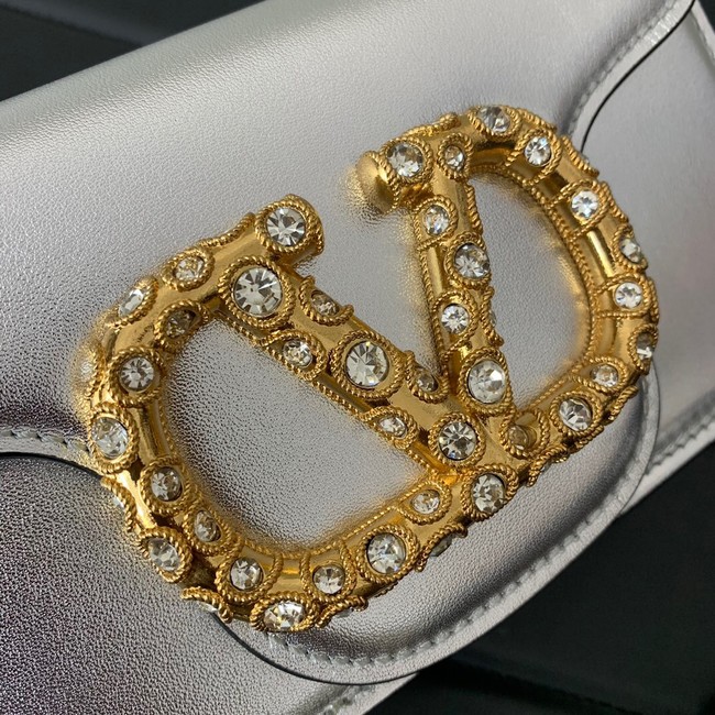 VALENTINO LOCO Small handbag in laminated calfskin WB0K53 Silver