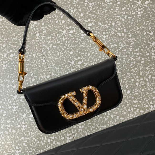 VALENTINO LOCO Small handbag in laminated calfskin WB0K53 black