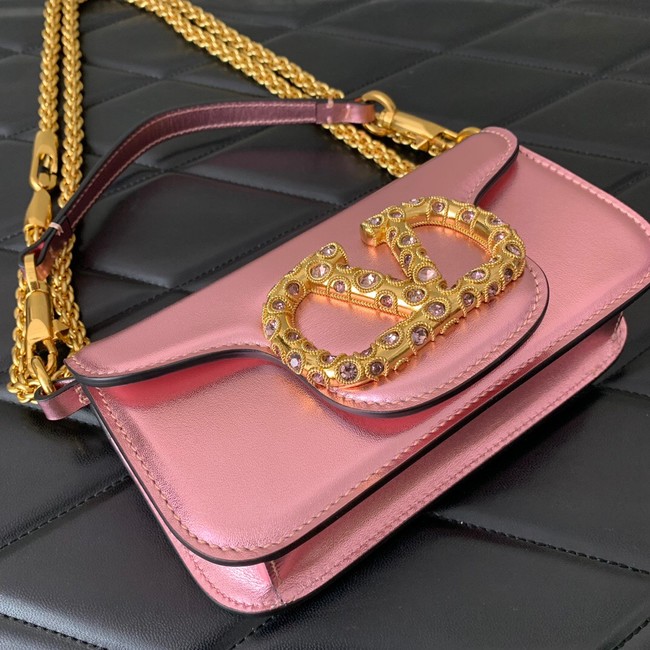 VALENTINO LOCO Small handbag in laminated calfskin WB0K53 pink