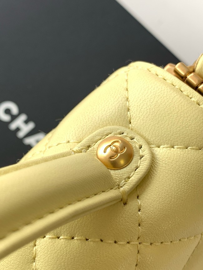 Chanel SMALL FLAP BAG WITH TOP HANDLE AS5355 LIGHT YELLOW