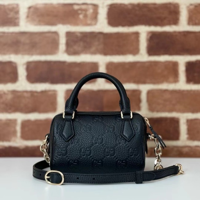GUCCI GG EMBLEM SMALL BOSTON BAG 815256 BLACK