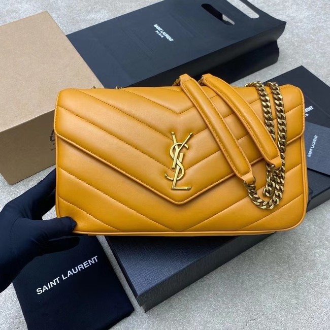 SAINT LAURENT LOULOU MEDIUM IN MATELASSE LAMBSKIN 801439 SUNFLOWER