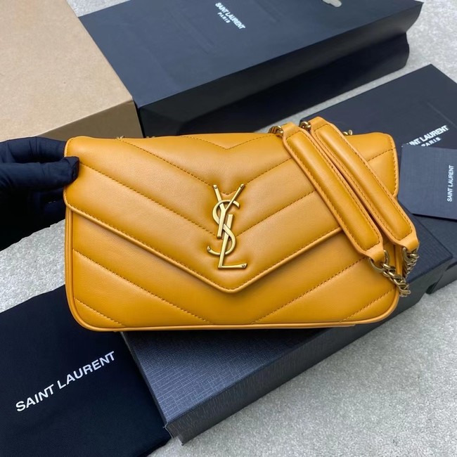 SAINT LAURENT LOULOU SMALL IN MATELASSE LAMBSKIN 801437 SUNFLOWER