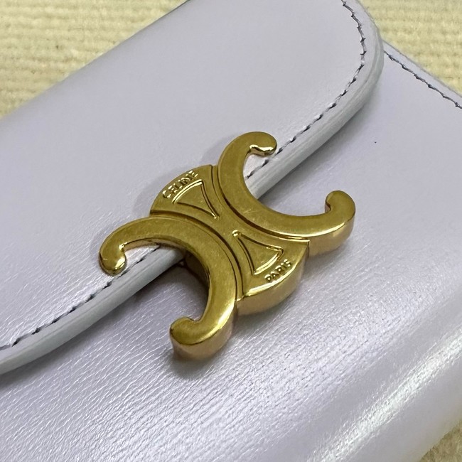 Celine SMALL FLAP WALLET TRIOMPHE IN SHINY CALFSKIN 10D783 light Purple