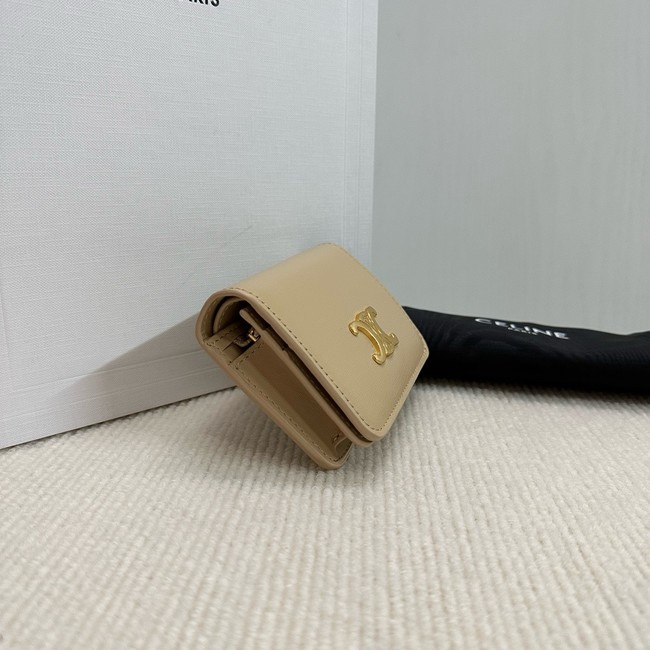 Celine TRIOMPHE COMPACT WALLET IN SHINY CALFSKIN 10K623 CAPPUCCINO