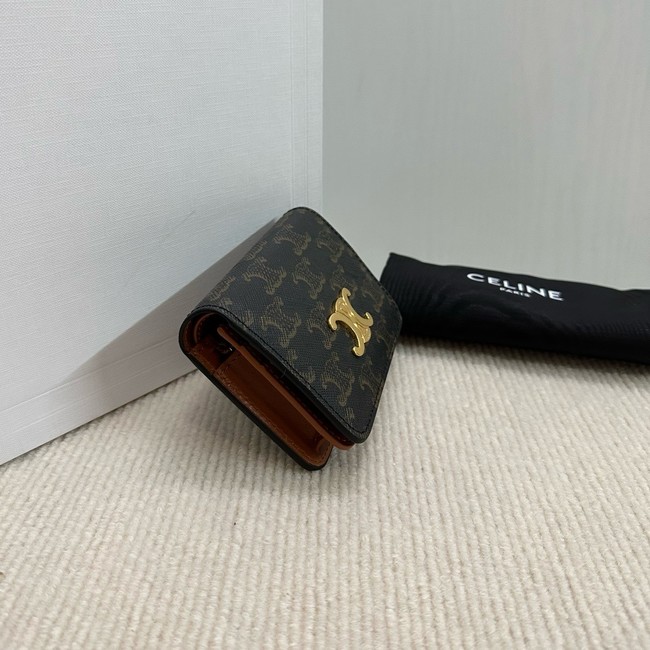 Celine TRIOMPHE COMPACT WALLETIN TRIOMPHE CANVAS 10K623 brown