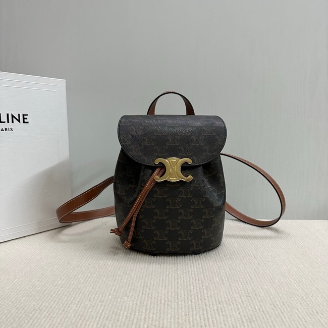 Celine BACKPACK CELINE BONNIE IN TRIOMPHE CANVAS AND LAMBSKIN 118703 TAN