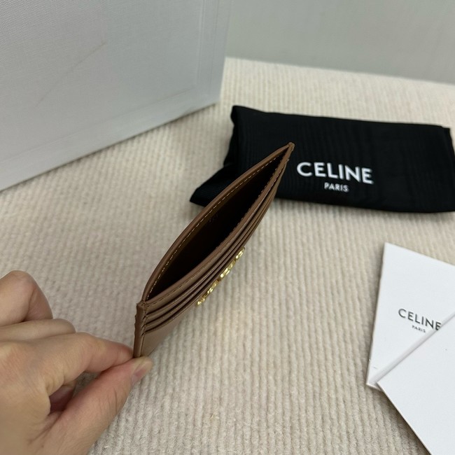 Celine CARD HOLDER TRIOMPHE IN SHINY CALFSKIN 10L833 tan
