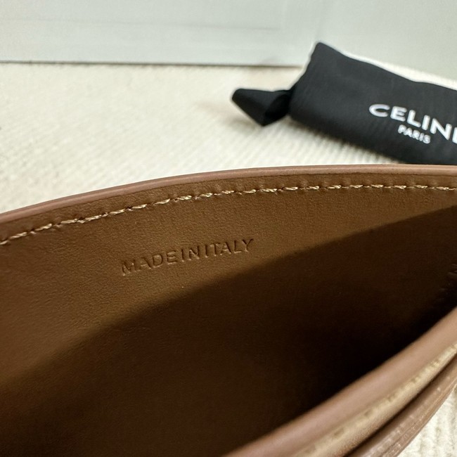 Celine CARD HOLDER TRIOMPHE IN SHINY CALFSKIN 10L833 tan