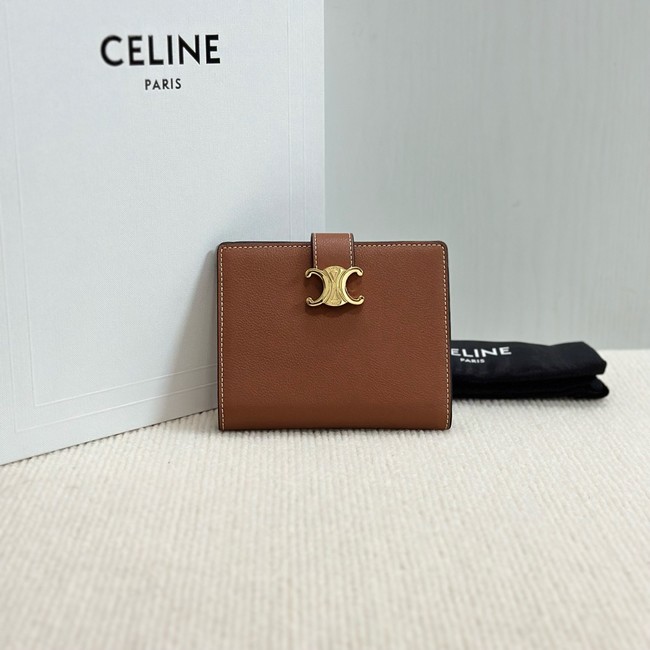 Celine FINE STRAP WALLET NINO IN SUPPLE GRAINED CALFSKIN 10M962 TAN