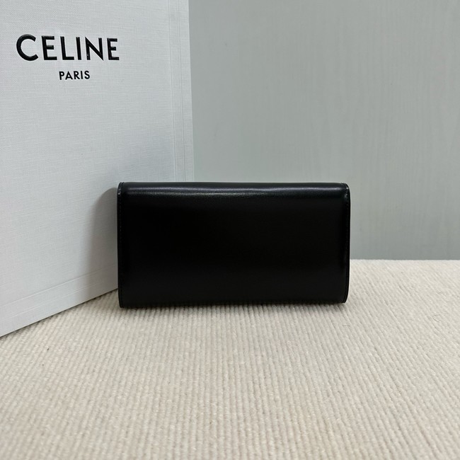 Celine LARGE WALLET TRIOMPHE IN SHINY CALFSKIN 10E313 black