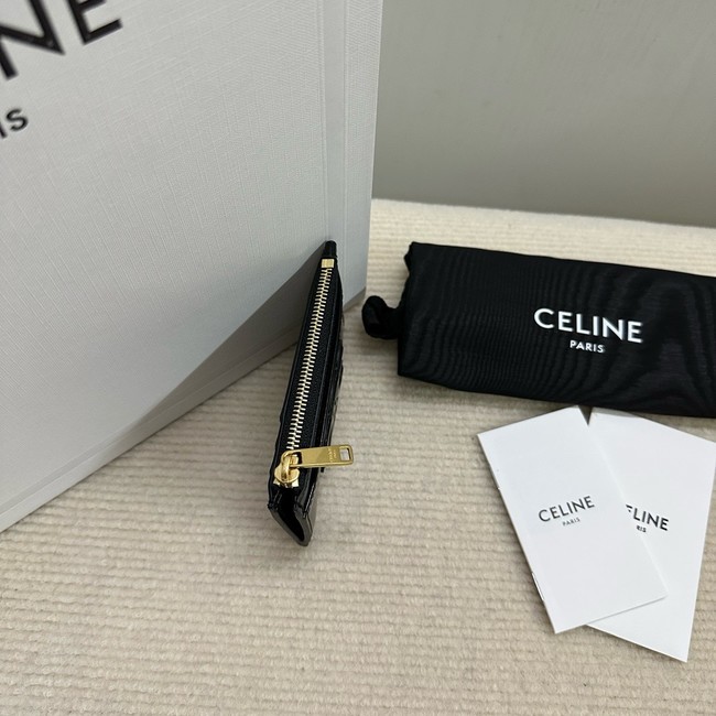 Celine ZIPPED CARD HOLDER IN SMOOTH LAMBSKIN 10K583 black