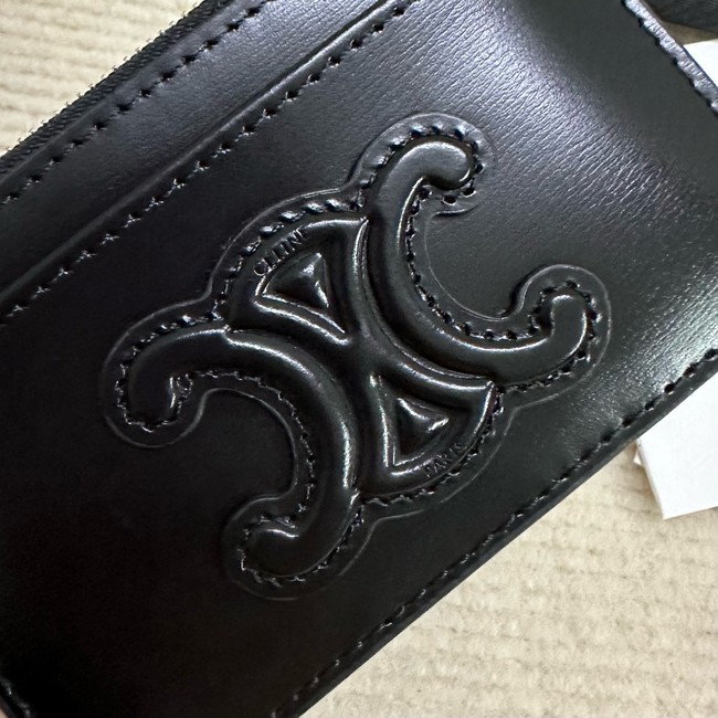 Celine ZIPPED CARD HOLDER IN SMOOTH LAMBSKIN 10K583 black