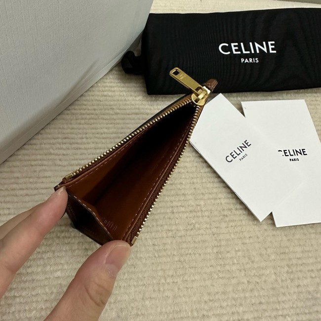 Celine ZIPPED CARD HOLDER IN SMOOTH LAMBSKIN 10K583 tan 