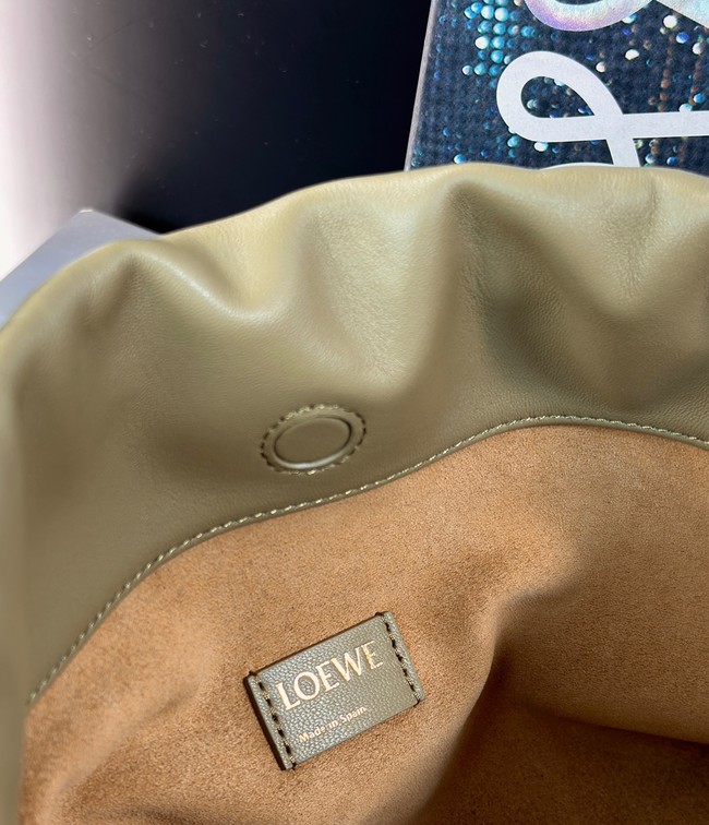 Loewe Napa Lamb Leather Flamenco Purse 80696 Khaki