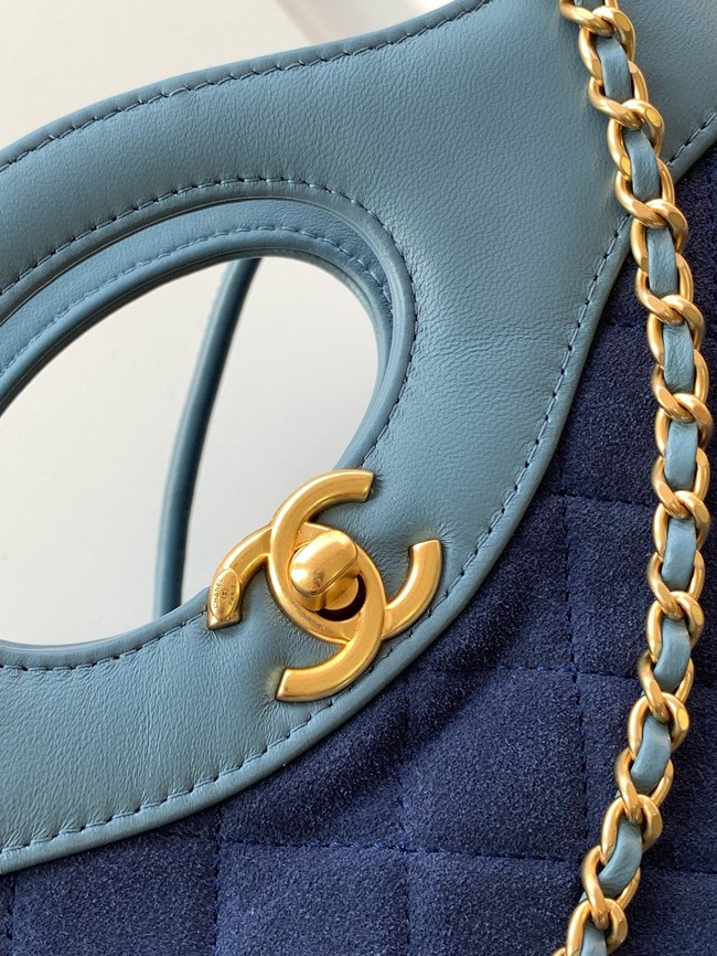 CHANEL 31 MINI SHOPPING BAG Suede Calfskin AS4133 dark blue