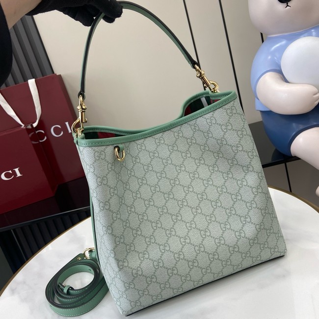 GUCCI GG EMBLEM MEDIUM BUCKET BAG 815103 Sage green