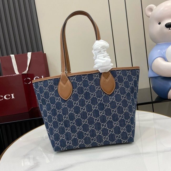 GUCCI TOTISSIMA SMALL REVERSIBLE TOTE 820496 Blue GG denim