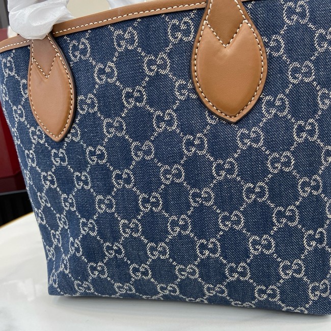 GUCCI TOTISSIMA SMALL REVERSIBLE TOTE 820496 Blue GG denim