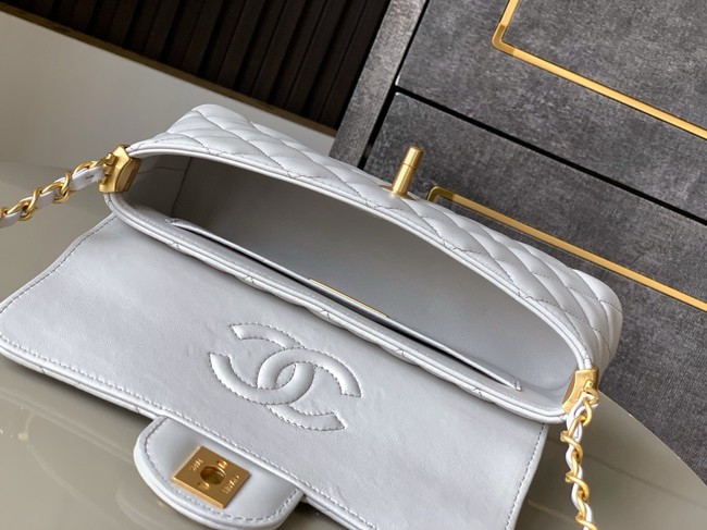 Chanel MINI FLAP BAG WITH TOP HANDLE AS5354 light gray