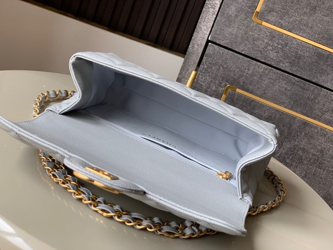 Chanel Grained Calfskin Shoulder Bag AS5330 gray blue