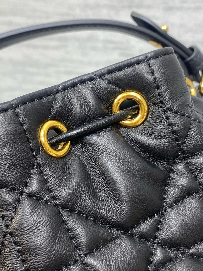 Dior Caro Nano Bucket Bag Macrocannage Lambskin S5250 black