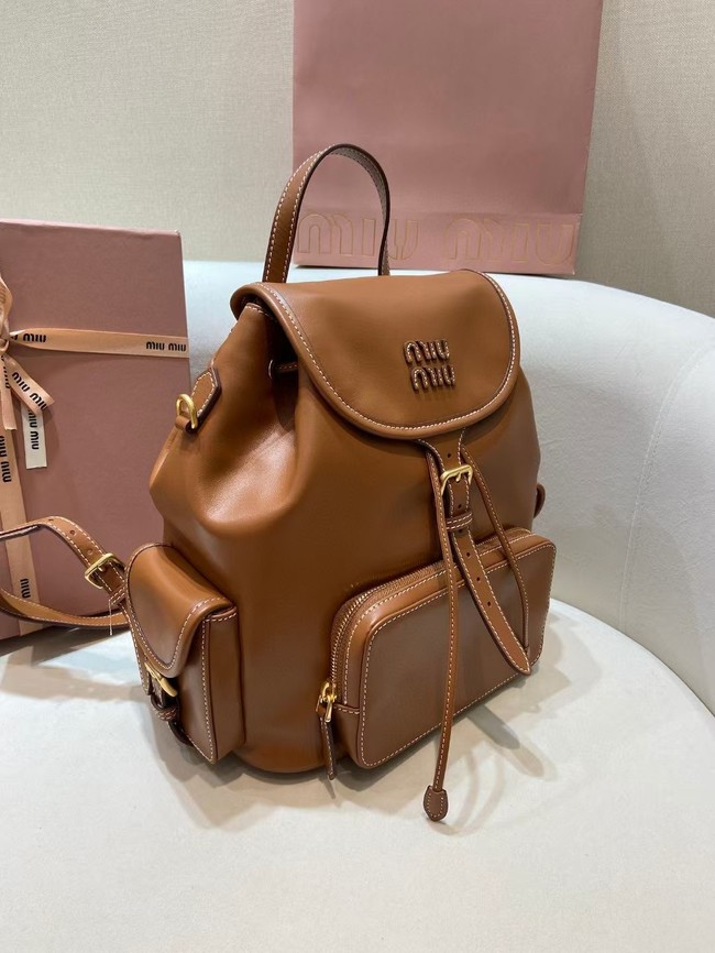 MIUMIU Cowhide backpack 5BZ042 brown