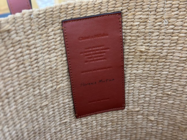 CHLOE Woven Raffia Slit Mini Tote Bag 11265 brown