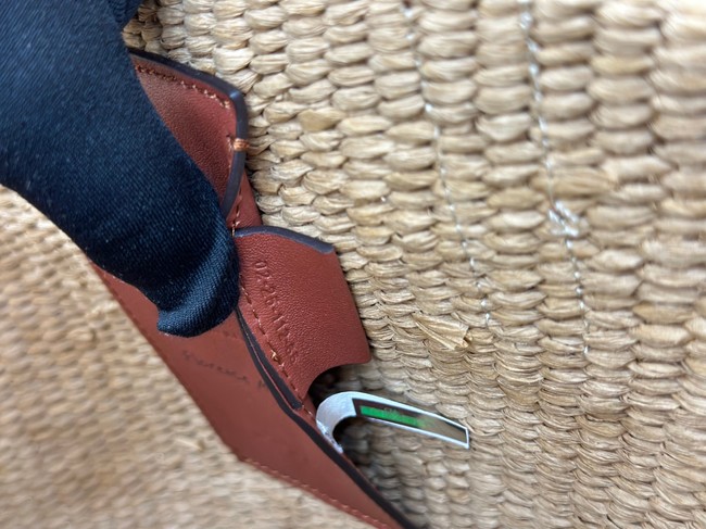 CHLOE Woven Raffia Slit Mini Tote Bag 11265 brown