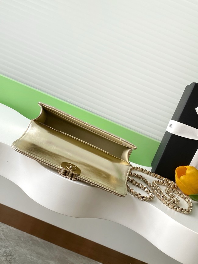 Chanel MINI FLAP BAG CLUTCH WITH CHAIN Gold-Tone Metal AP3238 gold