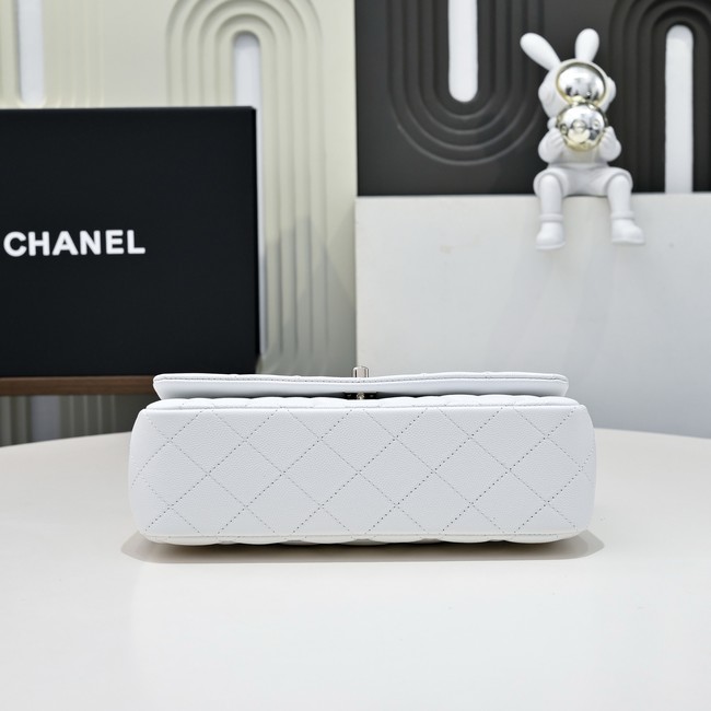 Chanel SMALL FLAP BAG CLUTCH WITH CHAIN Gold-Tone Metal AS5554 WHITE