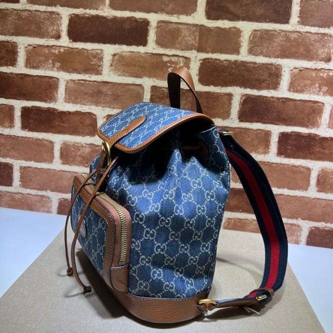 GUCCI Denim BACKPACK WITH INTERLOCKING G 674147 blue
