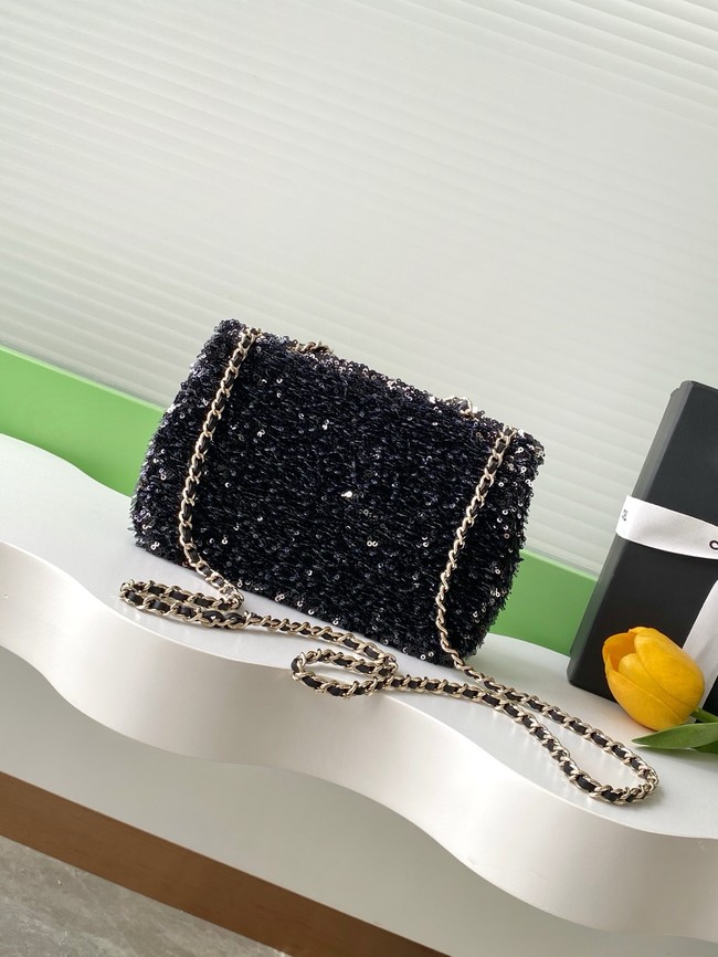 Chanel Fringed Sequins Flap Bag AS4561 black