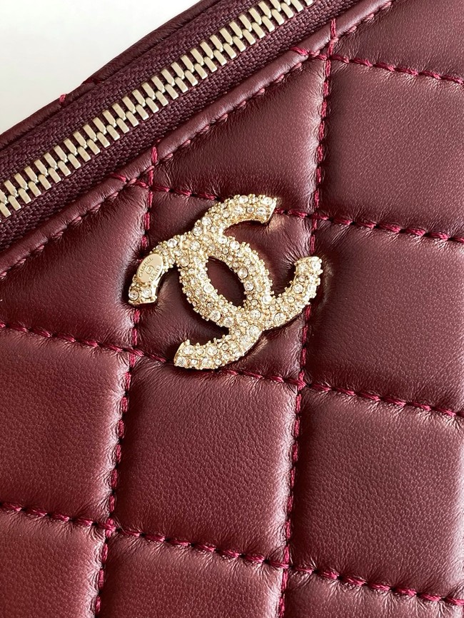 Chanel MINI FLAP BAG CLUTCH WITH CHAIN Gold-Tone Metal AP4325 burgundy