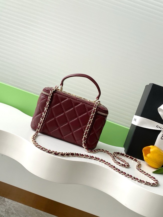 Chanel MINI FLAP BAG CLUTCH WITH CHAIN Gold-Tone Metal AP4325 burgundy
