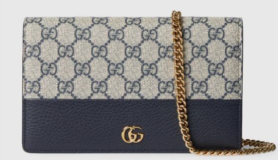 Gucci GG Marmont bi-color wallet on chain 497985 ariation beige and blue Supreme