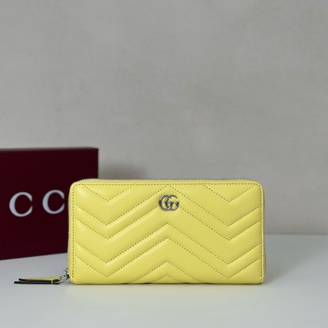 Gucci GG Marmont zip around wallet 837758 yellow