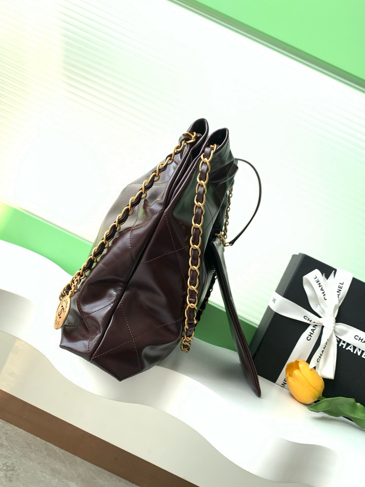 CHANEL 22 MINI HANDBAG AS3260 Dark Brown