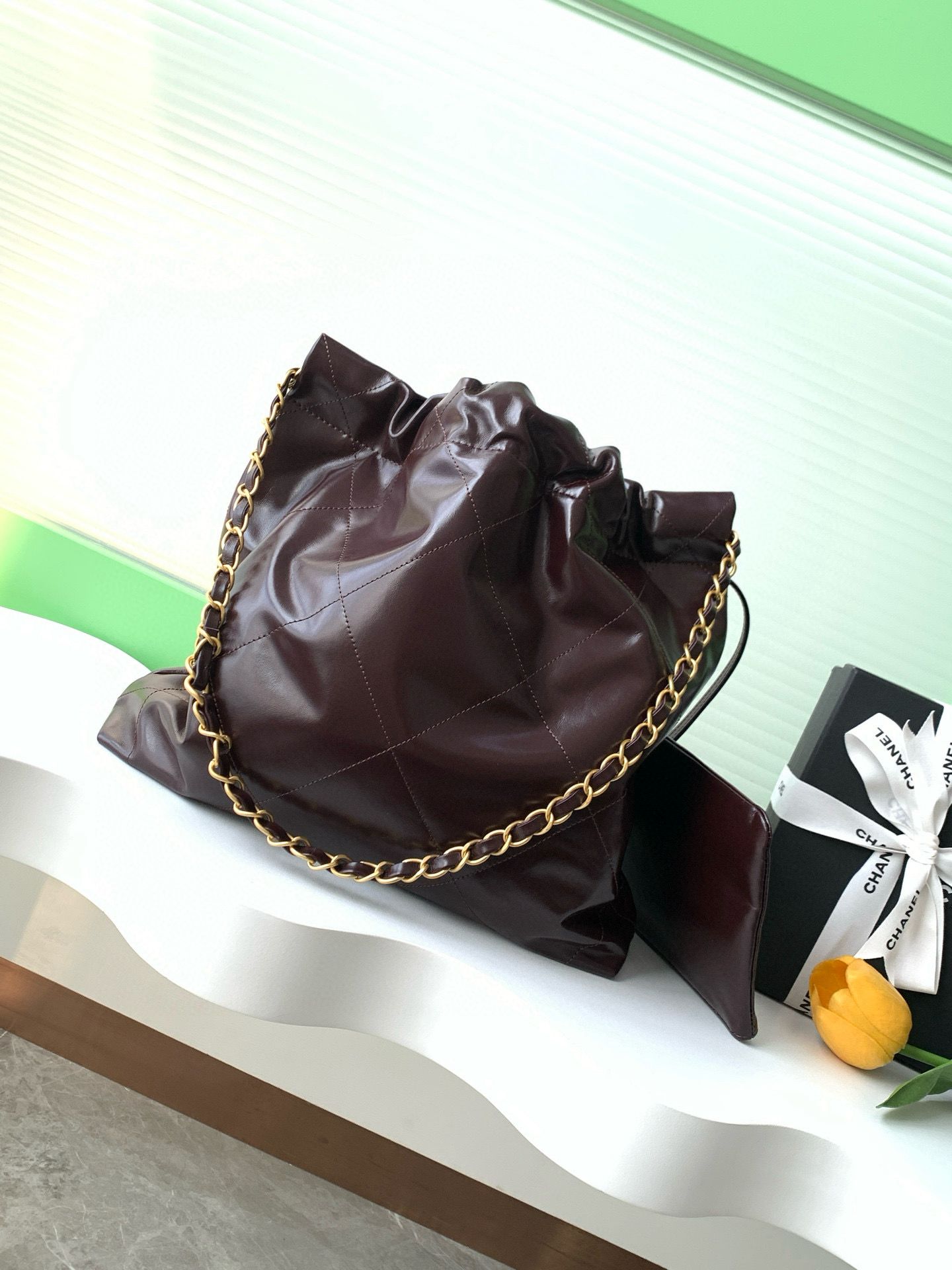 CHANEL 22 MINI HANDBAG AS3260 Dark Brown